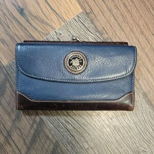 Dooney & Bourke Blue and Brown Leather Clutch Wallet